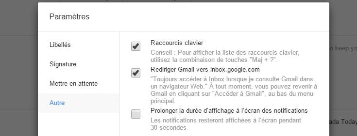 Redirection Gmail