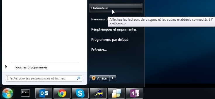 Ordinateur dans Menu Démarrer