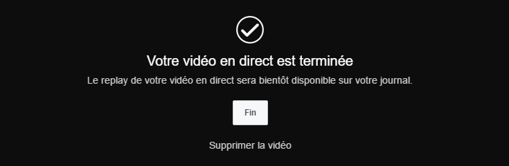 Vidéo en direct Facebook terminée