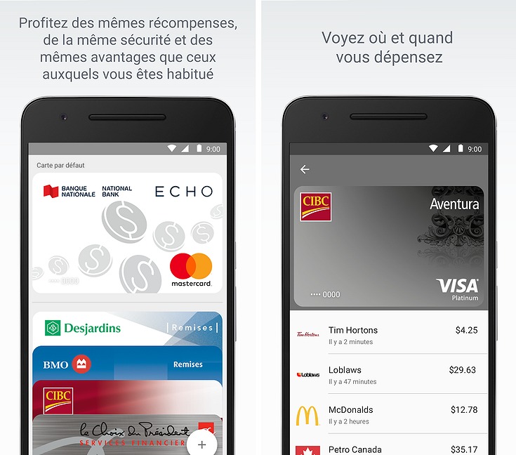 Fonctionnalités Android Pay