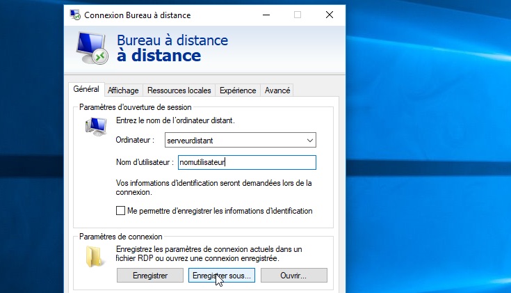 Utilitaire Bureau à distance de Windows