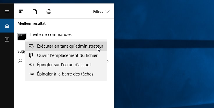 Invite de commande Windows 10