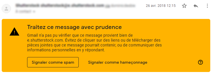 Message de spam Gmail