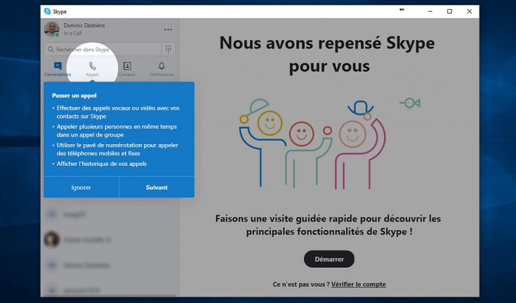 Didacticiel pour la nouvelle interface de Skype 8