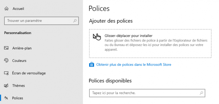 Ajout de polices dans Windows 10
