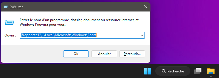 Fenêtre « Exécuter » de Windows 11