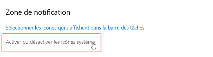 Activer des icônes système dans Windows 10