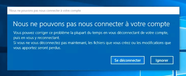Message de profil temporaire avec Windows 11.