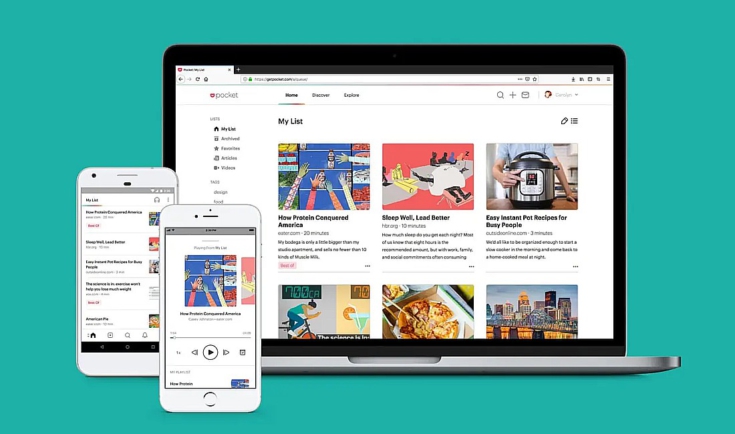 Présentation de Mozilla Pocket sur ordinateur et mobile